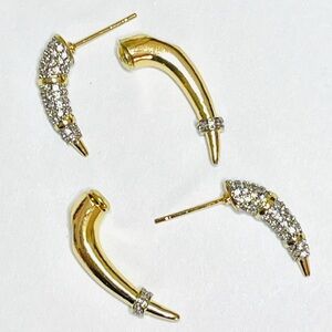 NEW Horn Earrings Front Back Claw Gold Silver CZ Alexis Bittar STYLE JA08